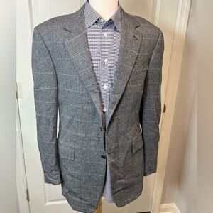 Canali 52EU 42R Italy 100% Wool Herringbone Tweed Houndstooth 2 Vent Sport Coat